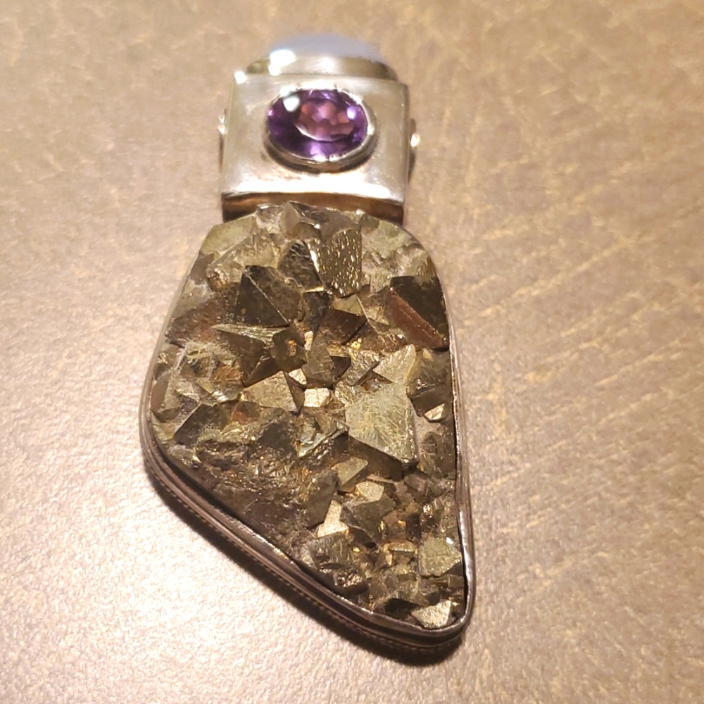 Pyrite multi stone Sterling Pendant
